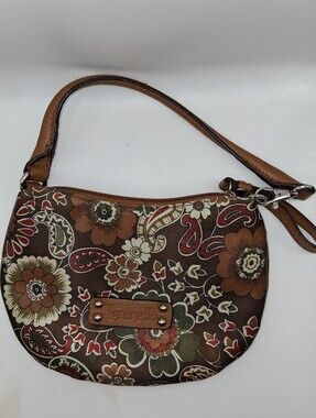 Tignanello Floral Paisley Small Shoulder Bag Wristlet Brown Earthy Boho Retro
